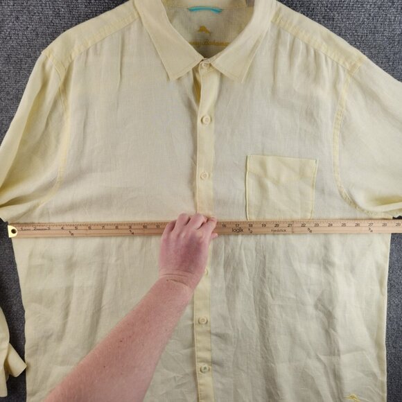 Tommy Bahama Men XXL Yellow Long Sleeve Button Up Shirt 100% Linen Embroidery - Picture 5 of 16